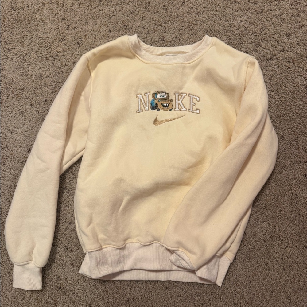 Embroidered Tow Mater Cream Unisex Sweater